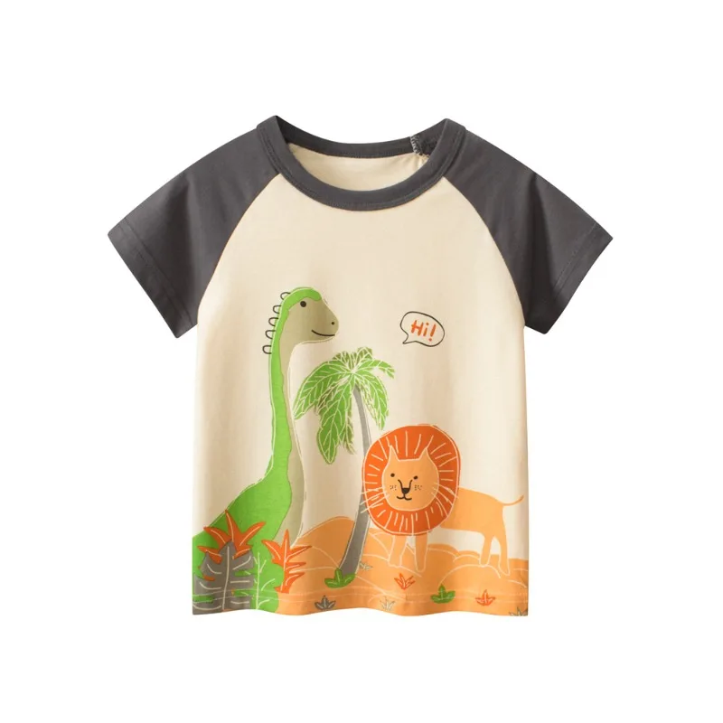 

Brand New Cartoon Dinosaur T Shirt Boys 2024 Summer Children's Clothing Short Sleeve Cotton Tee Shirt Lion Kids Tops 2-10Y