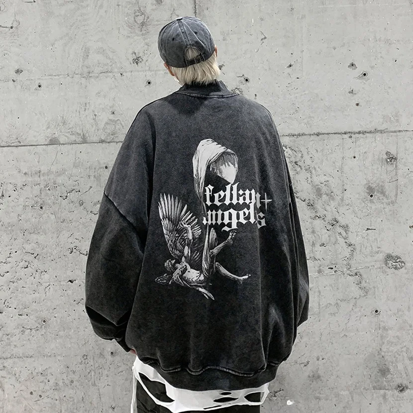 

Мужская утепленная толстовка с флисовой подкладкой и высоким воротником, в уличном стиле, ретро, американский свободный крой, спортивная одежда для зимы