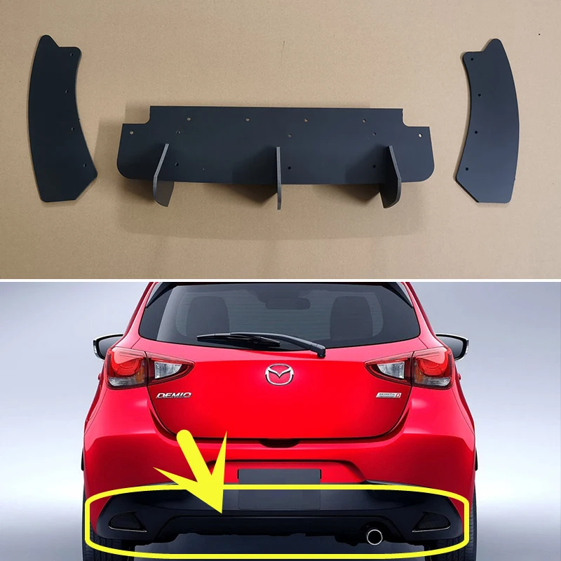 For Mazda 2 Demio SkyActiv Hatchback 2015-2018 Year Rear Diffuser Bumper Lips Spoiler Splitter Body Kit Accessories