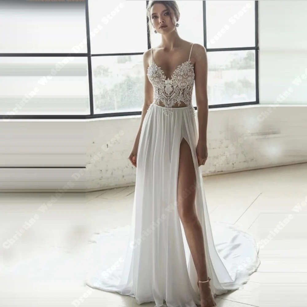 

2025 Vintage Tulle Women A-Line Wedding Dresses Graceful Sexy V-Neck Backless Bridal Gowns Banquet Vestidos De Novia Customized