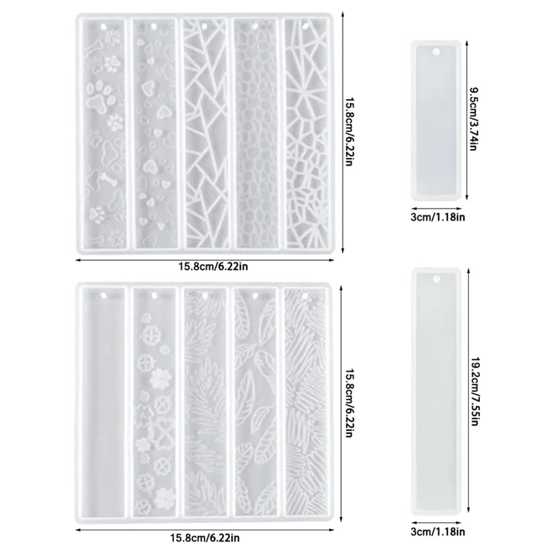 EDT-Bookmark พร้อมพู่ซิลิโคนเรซินแม่พิมพ์สี่เหลี่ยมผืนผ้าใบเนื้อดอกไม้รูปอีพ็อกซี่ซิลิโคนแม่พิมพ์หล่อ Bookmark