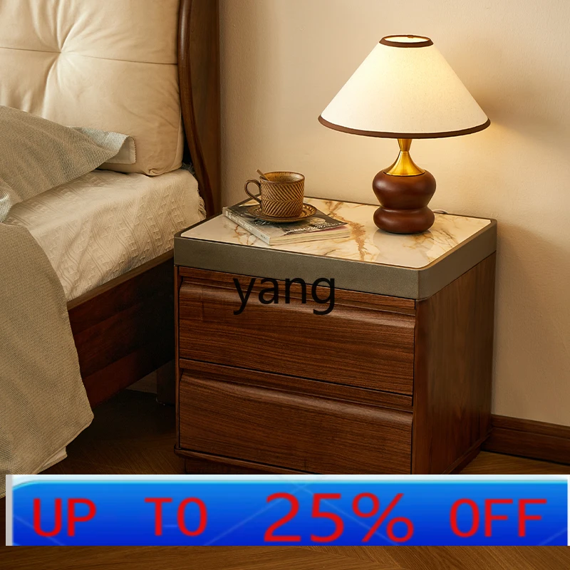 

LHH black walnut rock slab bedside table modern simple solid wood bedside table home