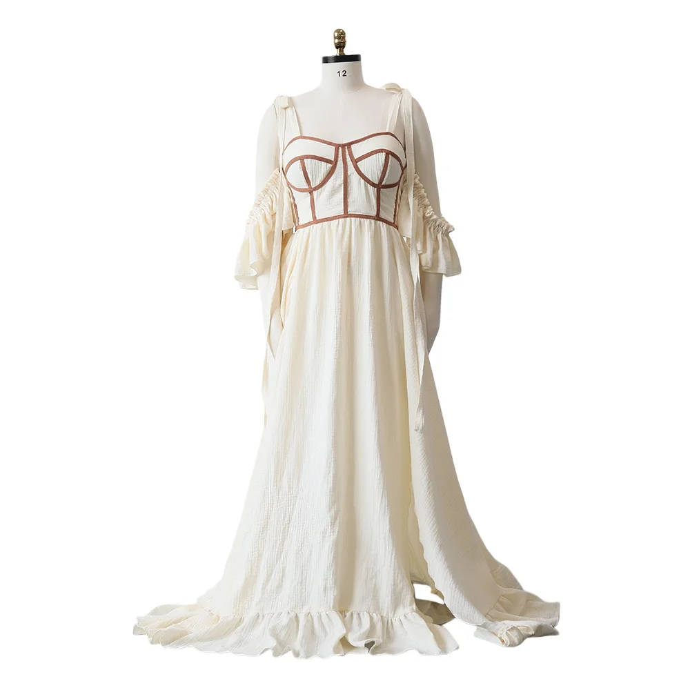cream boho maternity dress Off Shoulder Maxi Size:26 (5 to 6Yrs) soft double gauze fabric airy cotton outfit Ashley® Furniture King Sz.