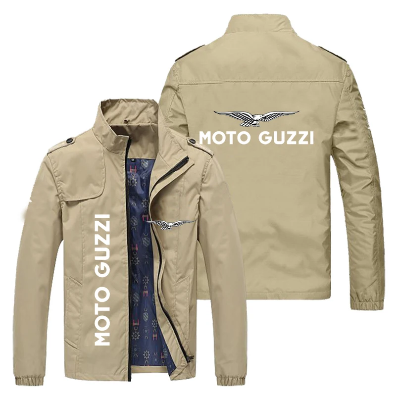 2023New Spring Autumn Men’s Casual Moto Guzzi Logo Windbreaker Print Zipper Slim Hip-Hop Bomber Jacket Male Coats