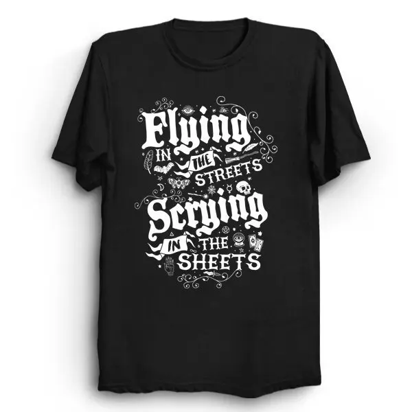 Flying in the Streets Scrying Sheets Goth Vintage Distressed Occult Witch T Shirt