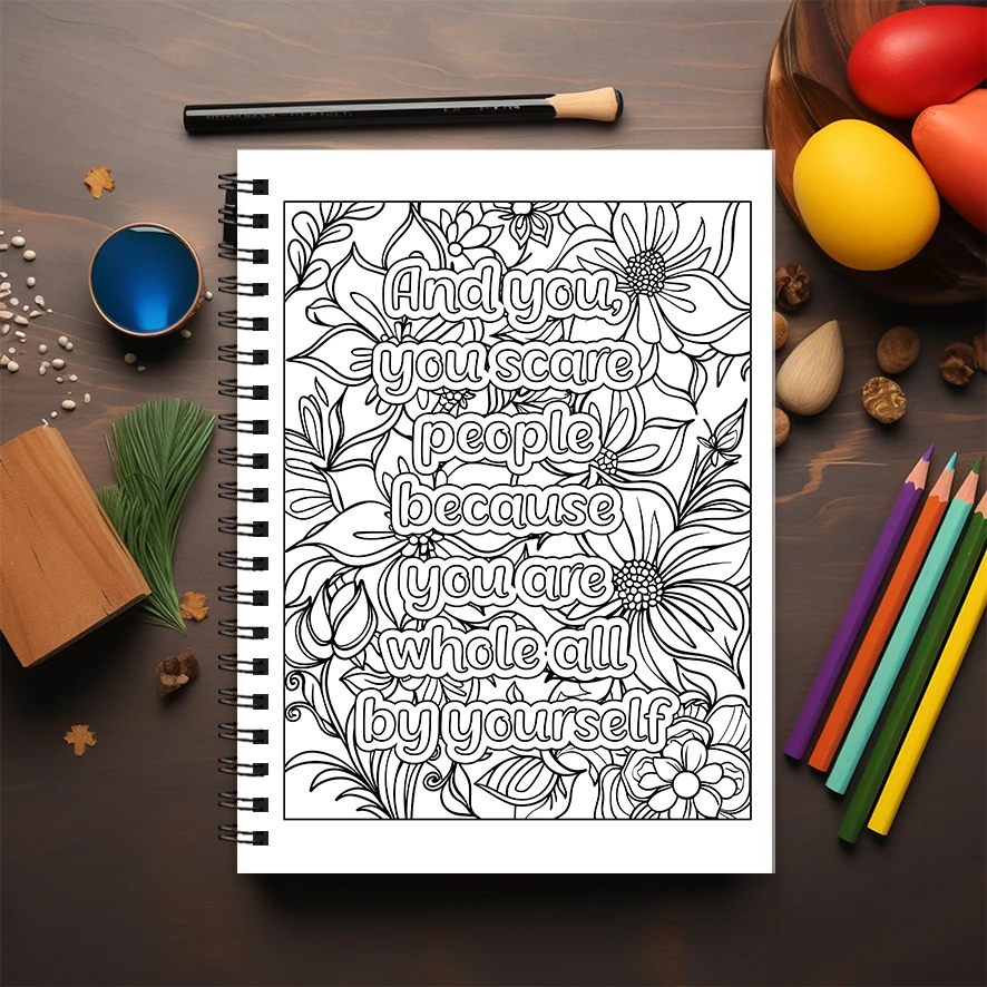 Adult Quotes Coloring Book - 8.3x 11.2 Inch 22 Page Coloring Book - Helps Reduce Stress and Ease Emotions