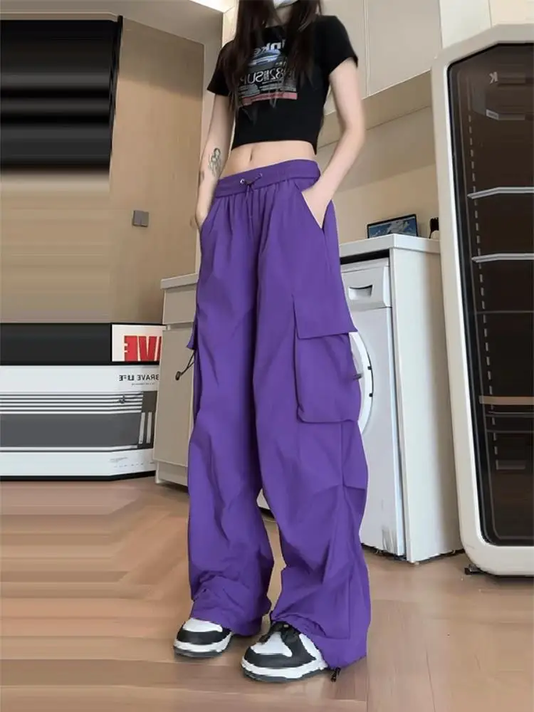 

Легкие фиолетовые рабочие брюки Dopaamine для женщин, летние, в американском стиле, для альпинизма, удлиненные, из полиэстера