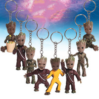 Groot Anime figure keychain Small Tree Man Pendant Groot Doll Keyring Gifts Kids Toys Home Decoration Miniature Model Crafts