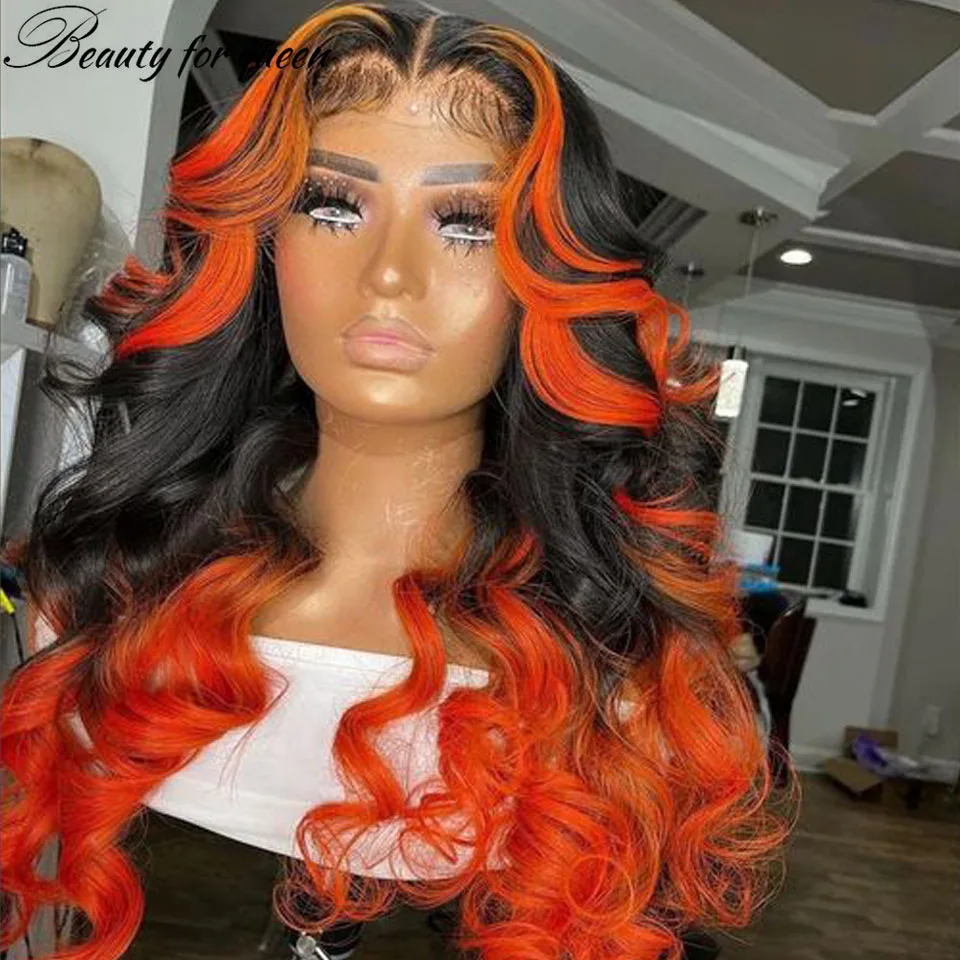 赤みがかったブラウン 13x4 レースフロントウィッグ 180% 密度人毛ウィッグ 100% キャラクター演技中にウィッグを着用するのに最適 HD