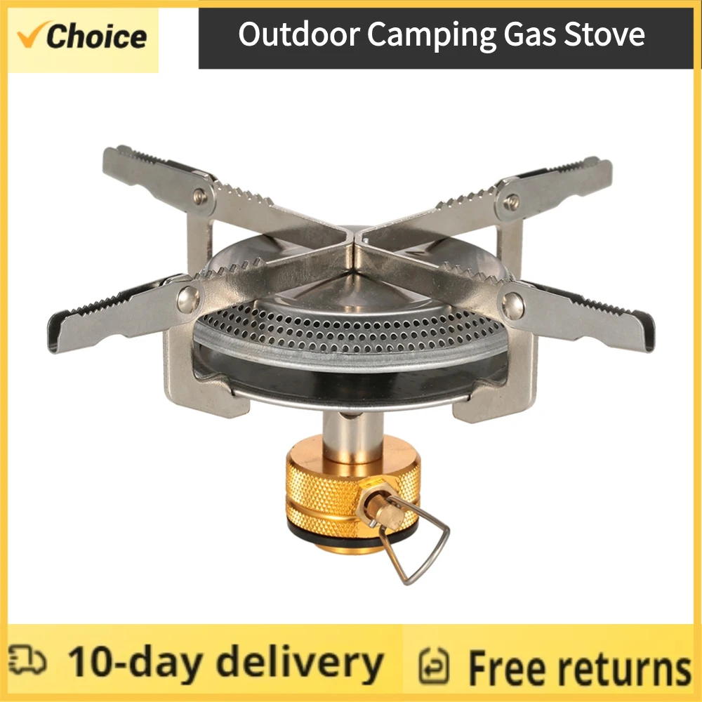 Lixada Portable Stainless Steel Mini Camping BBQ Gas Stove Outdoor Hiking Picnic Survival Cookout Folding Stove Head gas-burner