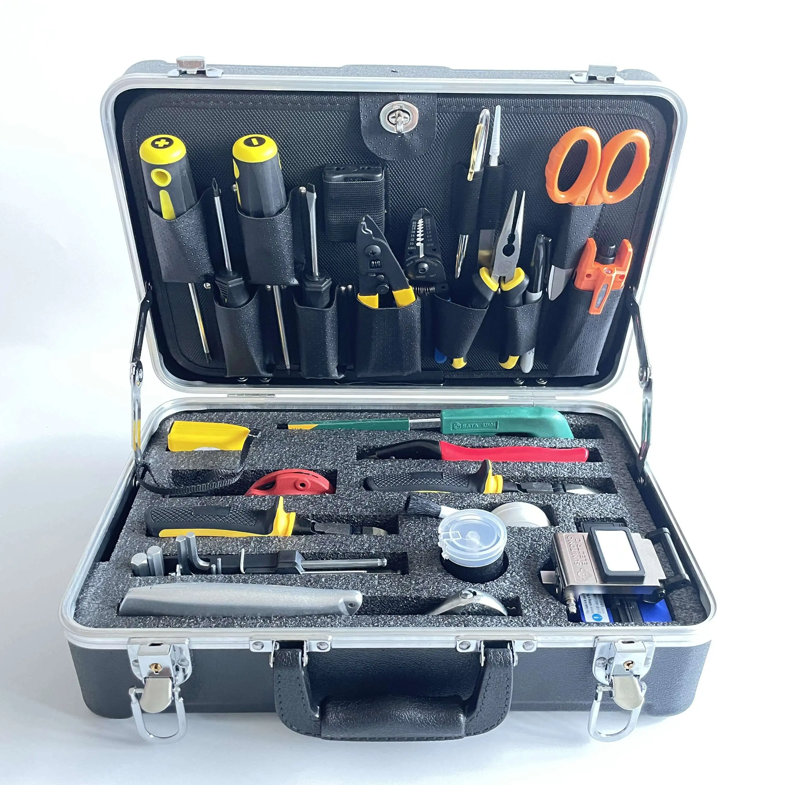 Fiber Tool Kit  WF558 Tool Kit for Fiber Optic Construction Tools 28 Pcs Made in China Fiber Optic Tools