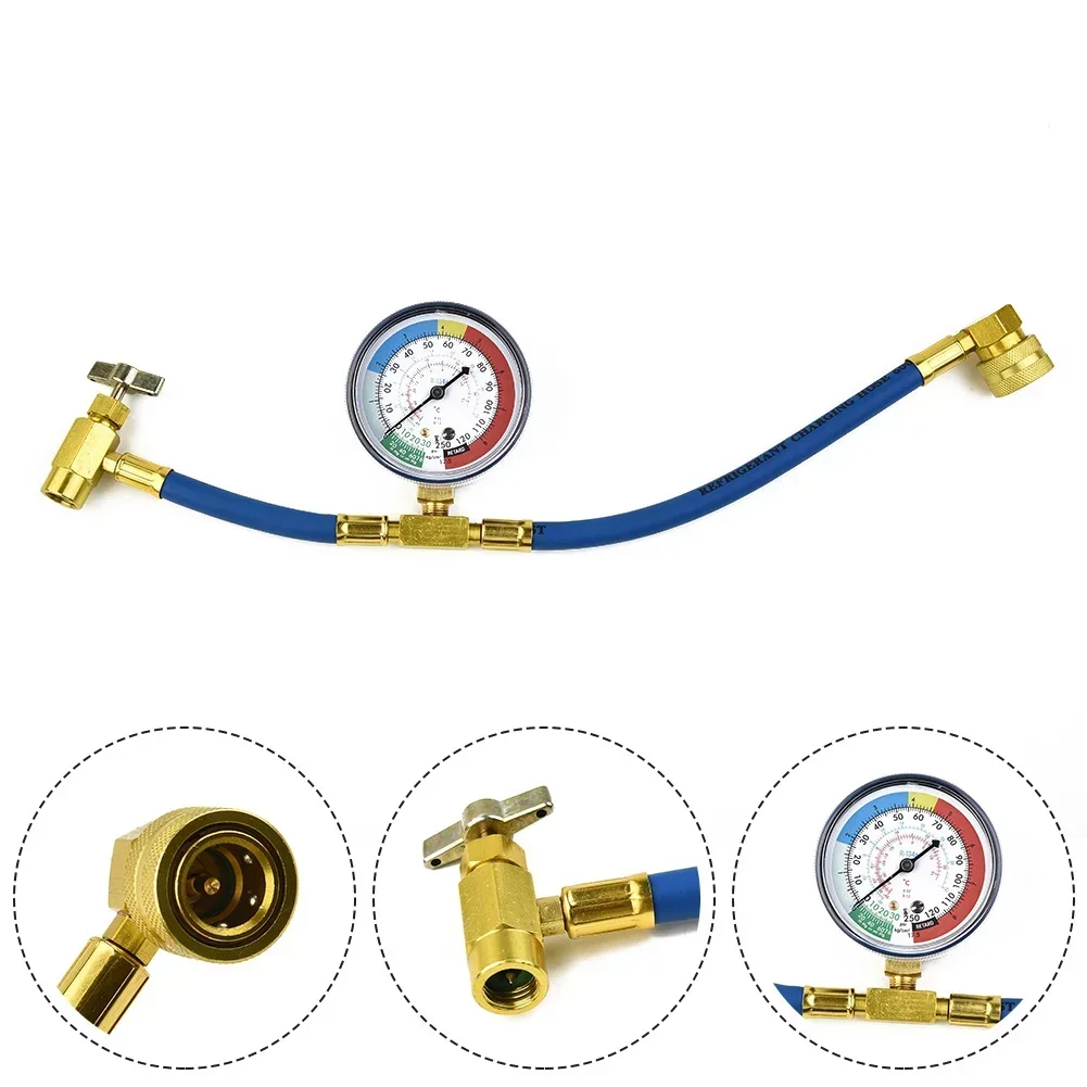 Reemplazo de manguera de aire acondicionado R134A, accesorio Universal A/C, manguera de Gas para coche, recarga de refrigerante, seguridad integrada