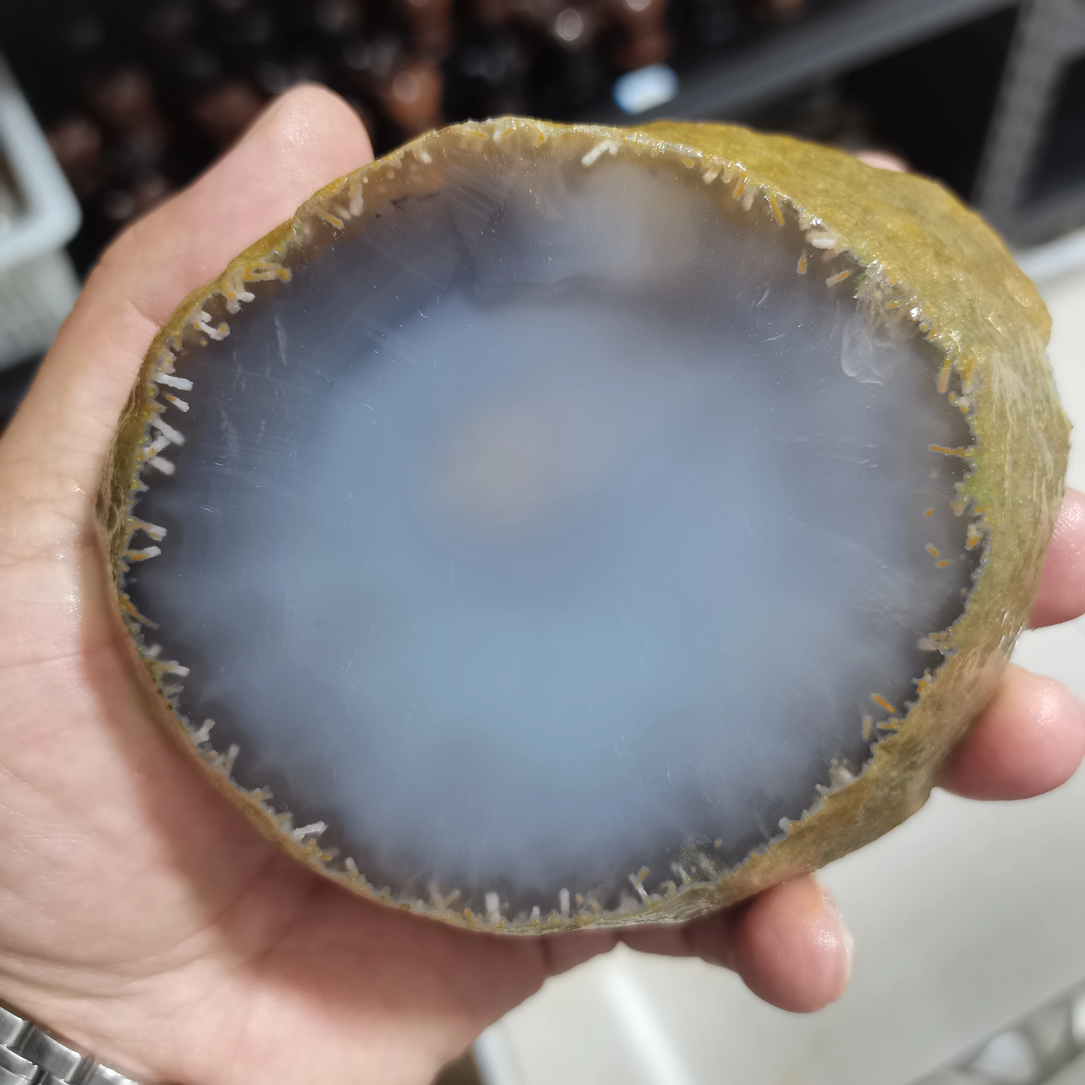 

500g 100% Natural Enhydros agate from Madagascar polishing stone big bubble water power stone home decor healing 1pcs