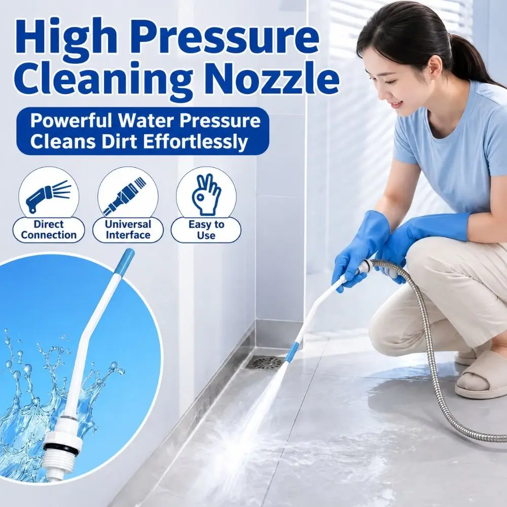 Universal 1/2inch High Pressure Cleaning Nozzle Plastic Concentrated Water Jet Toilet Cleaning Nozzle Extended Curved Tube