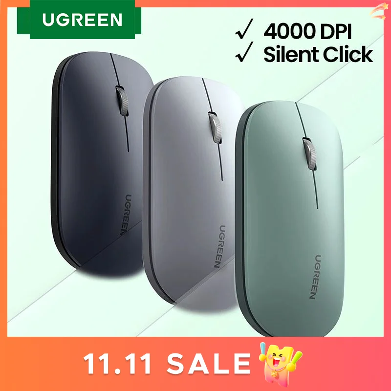 

Мышь UGREEN Беспроводная Бесшумная, 4000 точек/дюйм, 2,4 ГГц