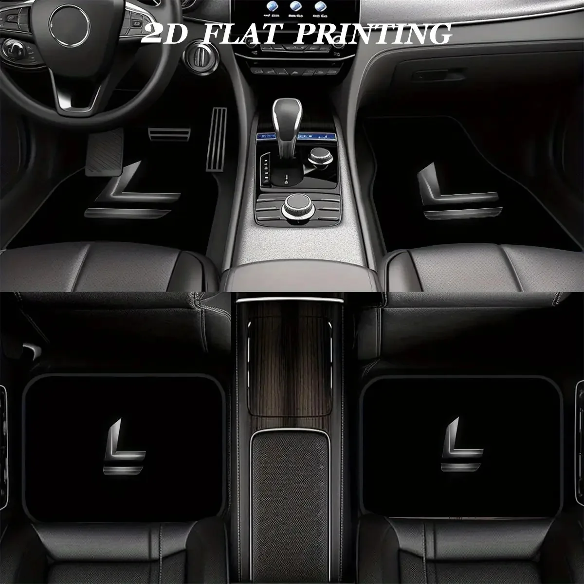 2D 4pcs, Car Mats, Suitable For Lexus Silvery L Letter Minimalist Style Pattern, Fits Sedan And SUV Models, Interior Decorative