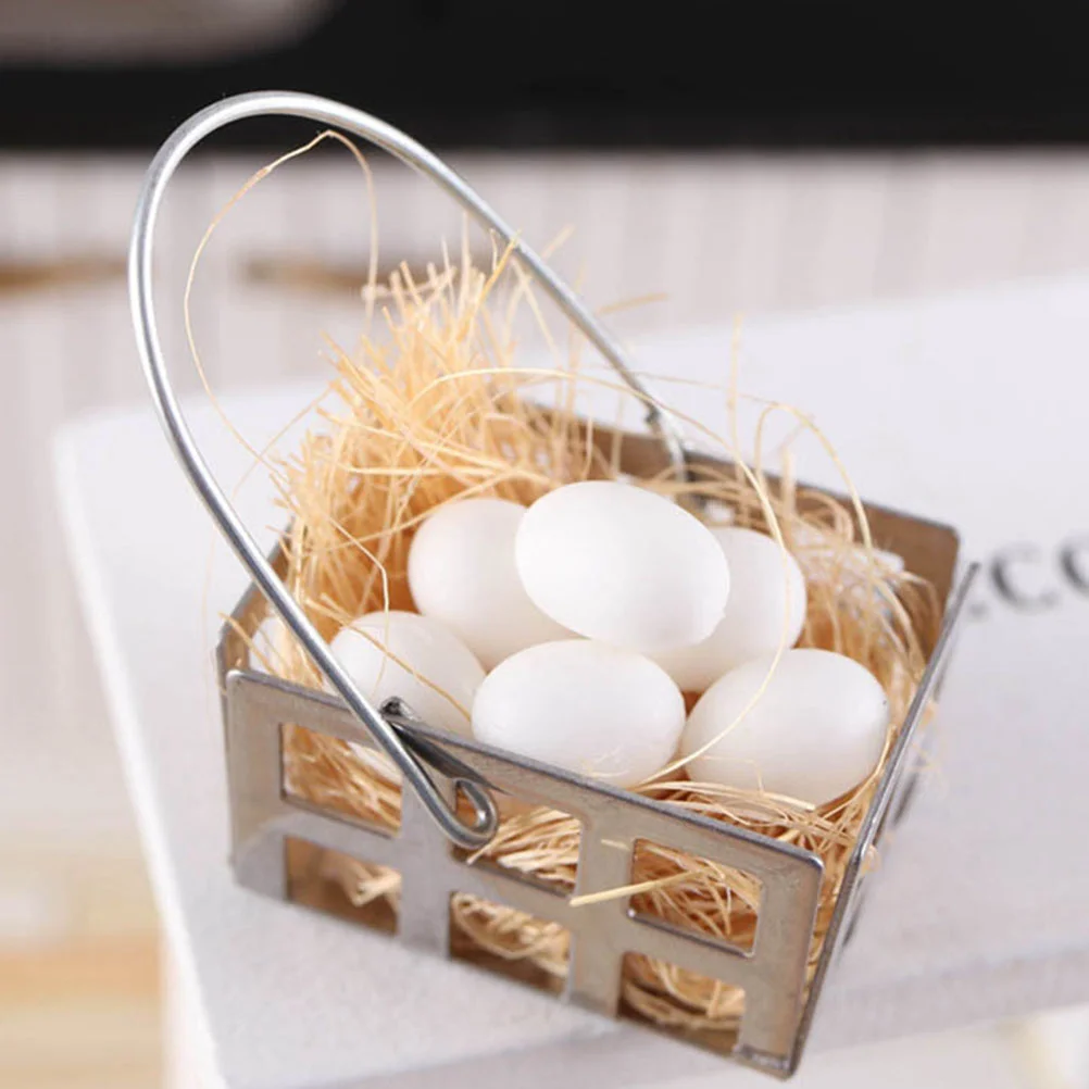 Shiwan Egg Model Miniature Basket Simulated Kitchen Eggs House Adornment Ornament Layout Vivid Toy