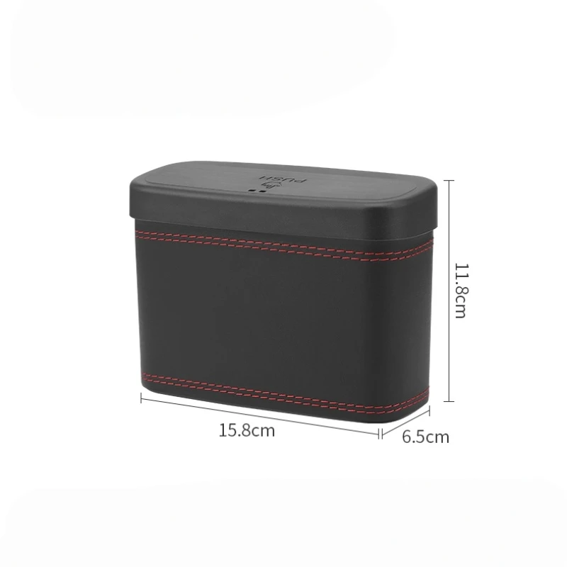 Multifunktionale Auto-Aufbewahrungsbox mit Druckmechanismus, Mülleimer aus PU-Leder für Fahrzeuge, Aufbewahrungsbox zum Aufhängen an der Rückseite des Sitzes und an der Tür, mit Druckmechanismus – Detail 3