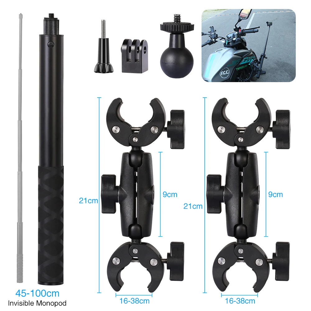 Insta360 One X3 X2 Motorcycle Invisible Selfie Stick Bicycle Monopod Handlebar Bracket for GoPro 11 10 Action Camera Accessory