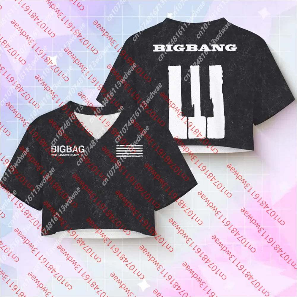 K-pop BIGBANG 2026-2027 World Tour Cropped Baseball Jersey For Women Short Sleeve Crop Shirt For Concert Fan Party Streetwear