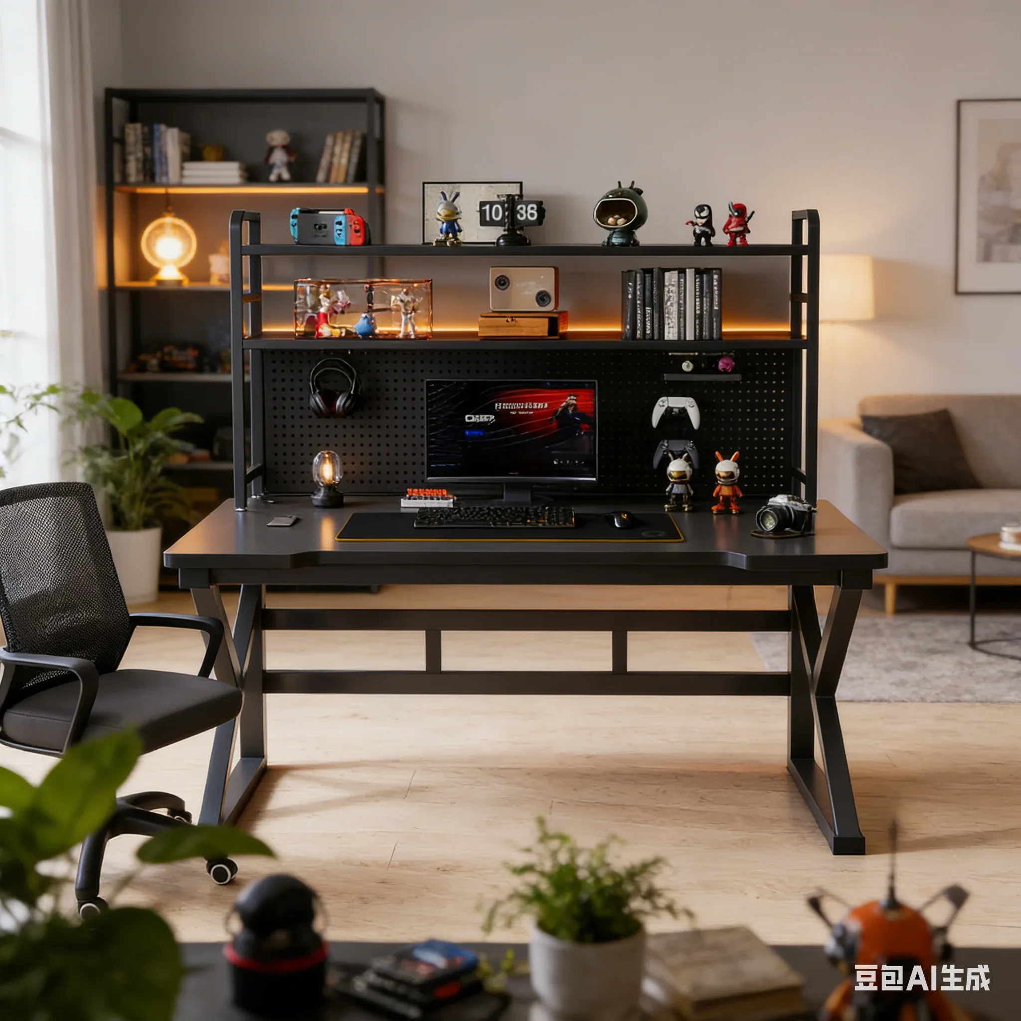 AOLIVIYA Modern Gaming Desk With Home Bookshelf Integrated Workbench Student Study Writing For Junior High School Desktop Comput
