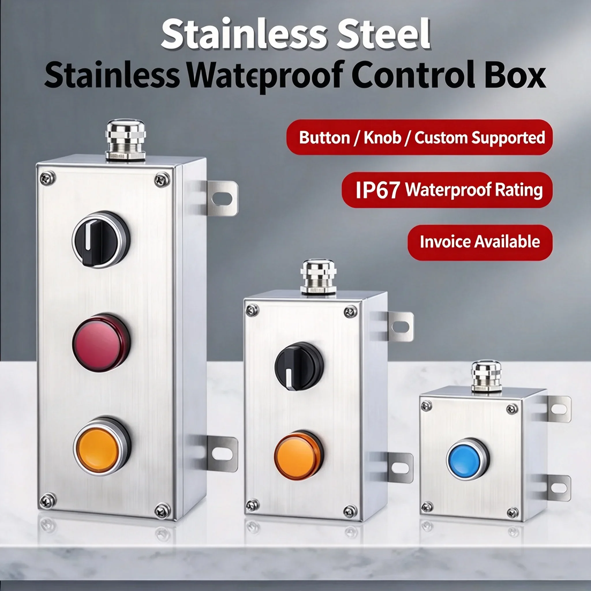 304 Stainless Steel Button Box Waterproof Dustproof Corrosion Resistant - Single Double Triple  Options for Enhanced Protection