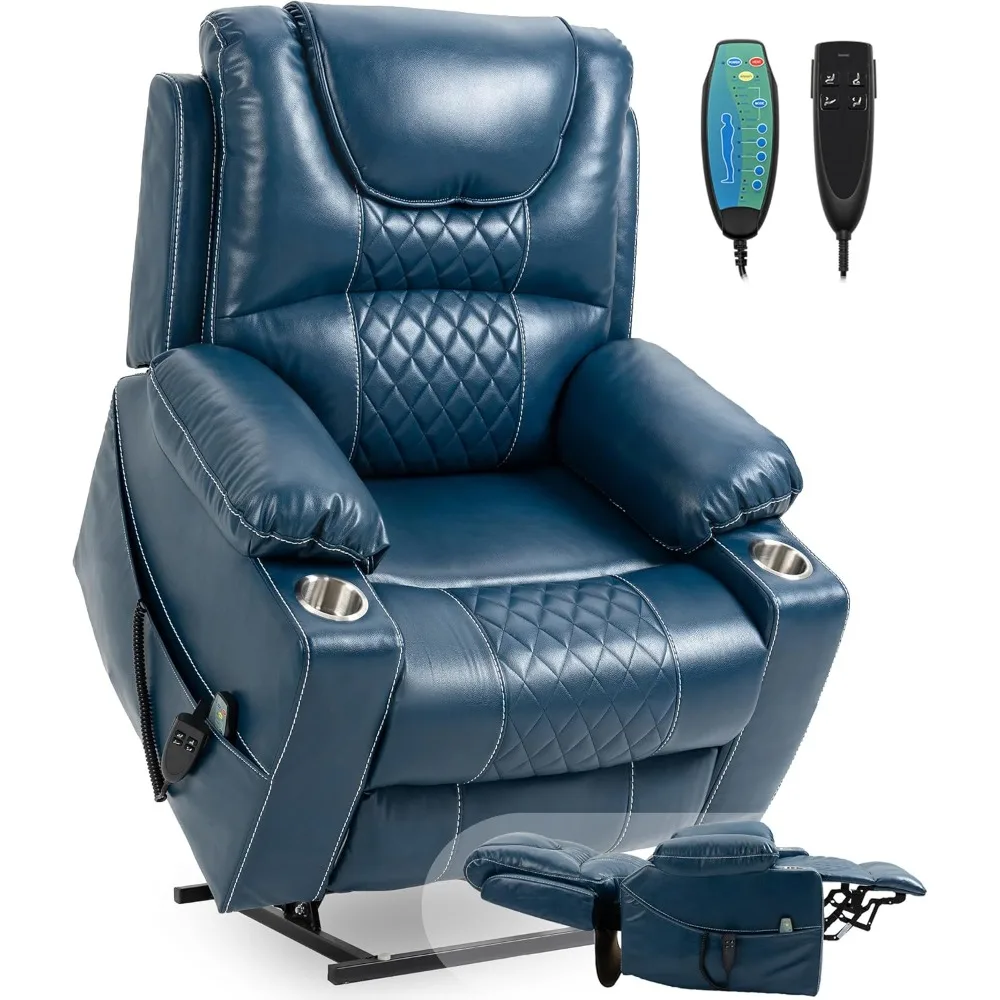 

Large Power Lift Recliner Chair Sofa with Massage and Heat for Big and Tall Elderly,Infinite Positions,Dual Motor,Cup Holders,