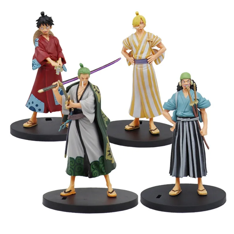 Anime ONE PIECE Roronoa Zoro Monkey D. Luffy Usopp Sanji PVC Action Figure Collectible Model Toy Decoration Gift BOX  17CM