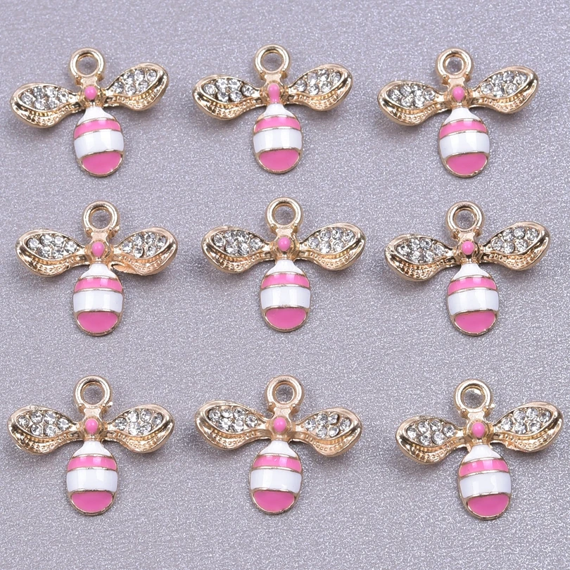 20pcs Cute Animal Bee Pendants For Jewelry Making Supplies Enamel Materials To Make Bracelets Earrings Rhinestone Animal Charms