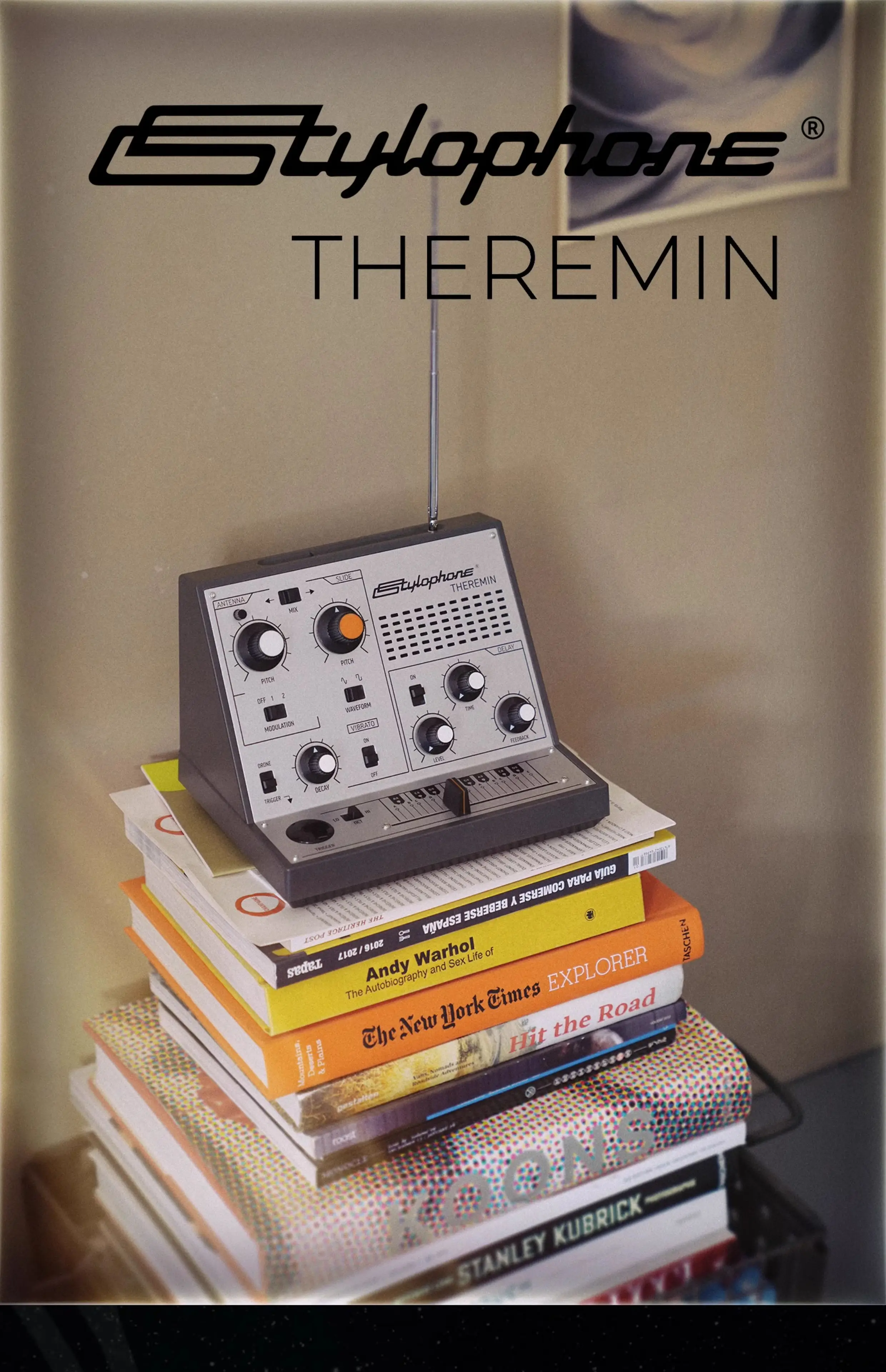 Stylophone Theremin, retro portable analog synthesizer electronic instrument