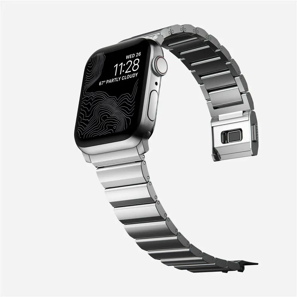 Correa de acero inoxidable para Apple Watch Ultra 2, Serie 9, 8, 7, 6, 5, 4, 3 SE, 316L, brillante, Premium