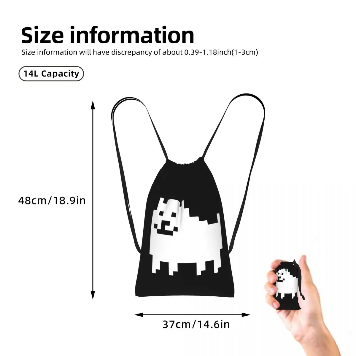 Undertale Annoying Dog Drawstring Backpack Sports Gym Bag Lightweight Foldable Storage Drawstring Bag for Men Women