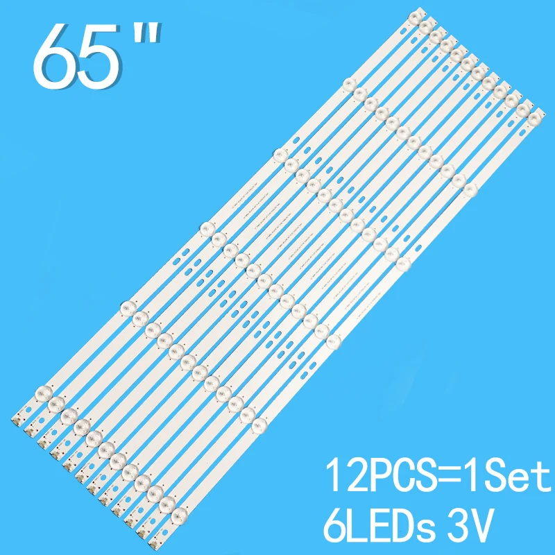 12PCSLED Backlight strip For 65D3 6X12 TV HRS_SQY65D3_6X12_2W_MCPCB 12mm_V2 HV650QUB-F9A JL.D65061330-031DS-M_V02 RNSMU6540 RTU6