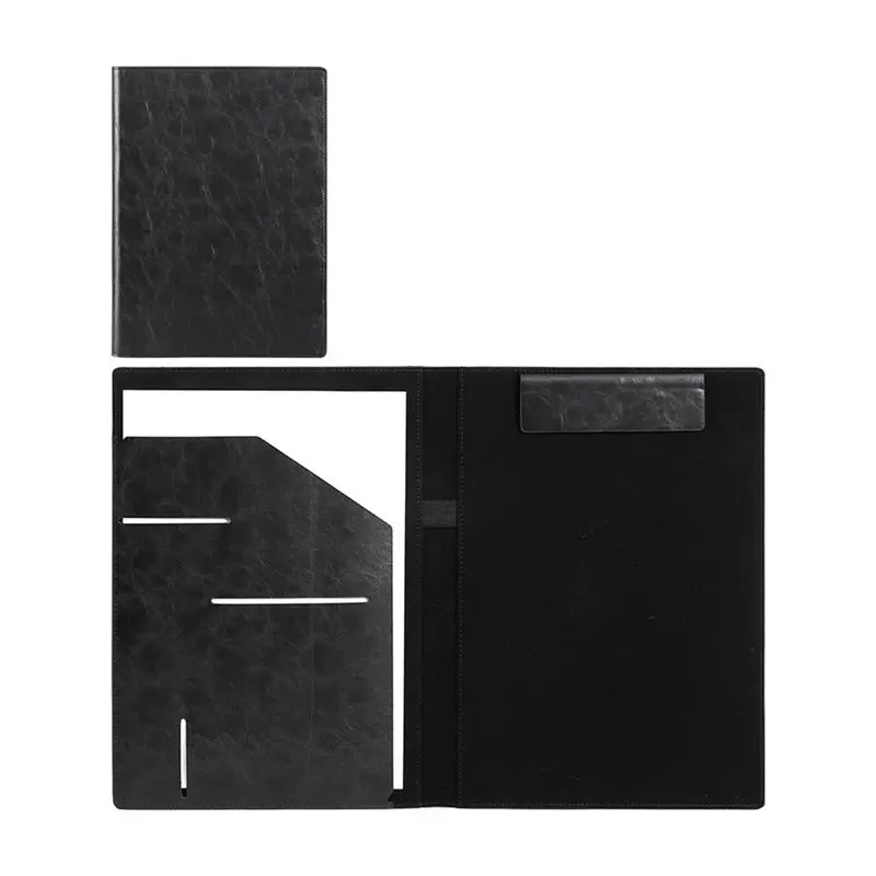 ●A4 Leather Portfolio Foldermeeting Folderdesk Organizer Magnetic Clip Folder Multifunctional Document Holder Desk Organizer