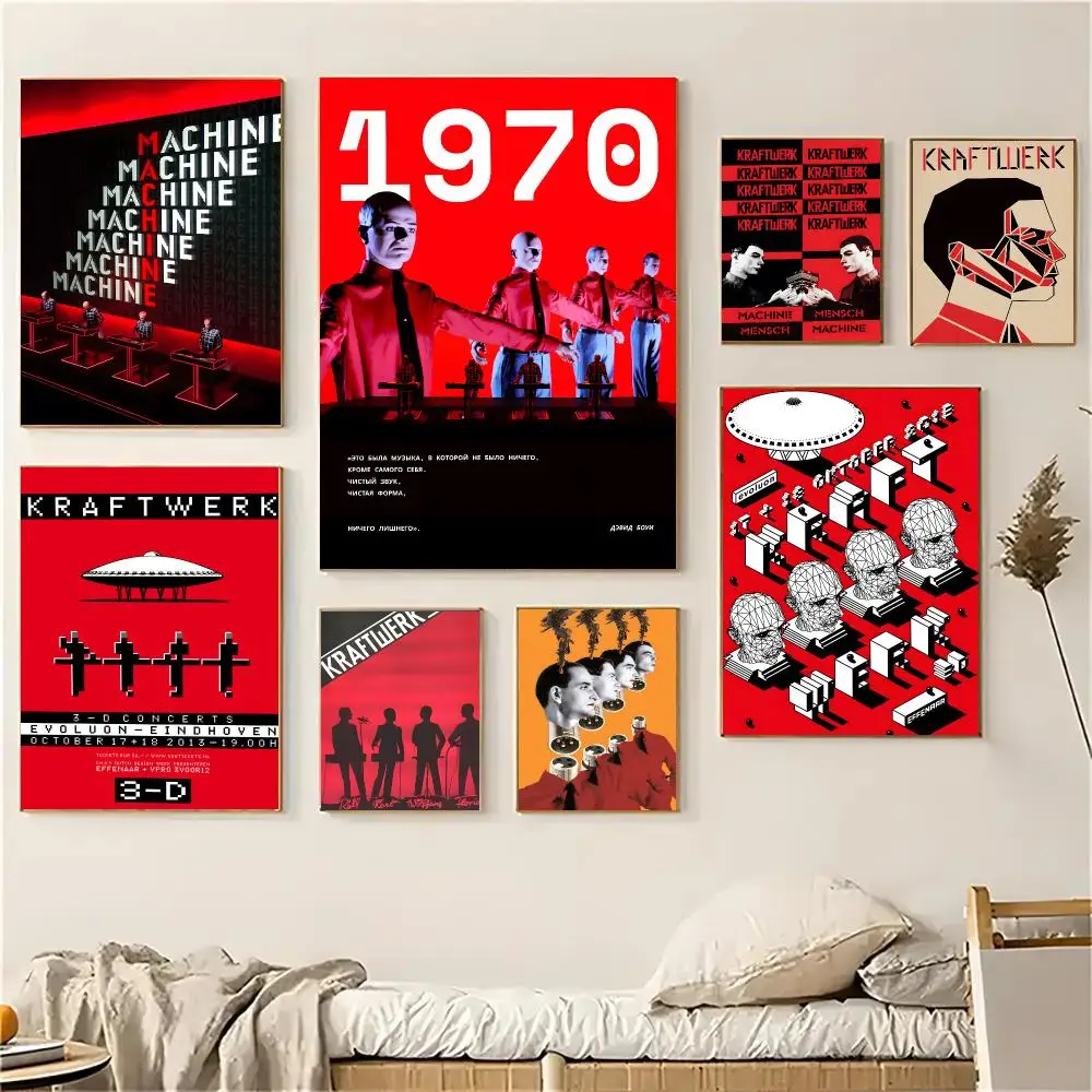 Kraftwerk Band Poster Self-adhesive Decal Living Room Bedroom Party Bar Decor Moisture-proof Fade-resistant