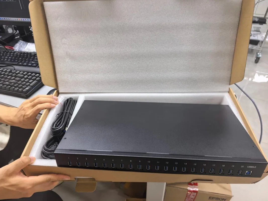 For SH3-10 10-Port USB3.0 Industrial Hub, Individual Port Remote Serial Control, 2.1A Per Port 5V 22A With Built-in Power Supply