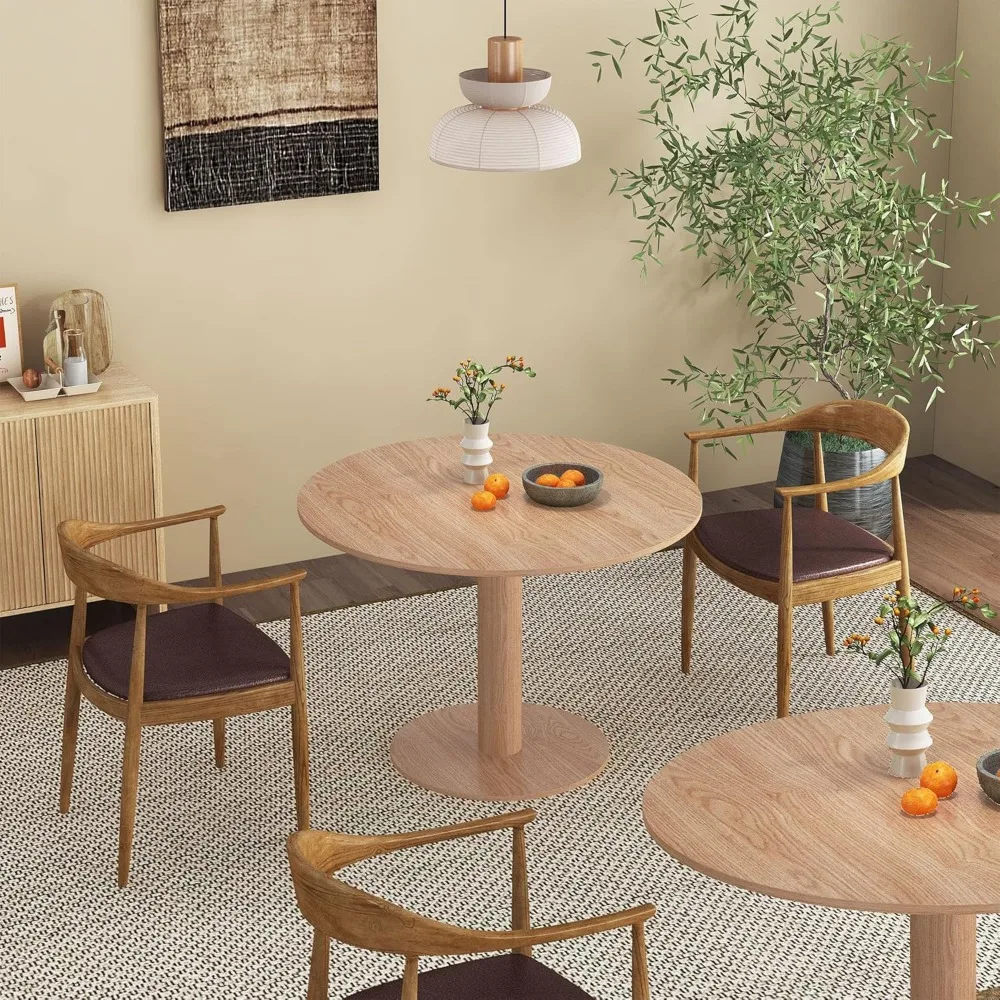 Mesa de jantar boho redonda de 42 polegadas para 4-6, mesa circular de tulipa para canto, espaços pequenos