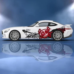 Honeycomb Skull Horror Car Side Sticker Vinyl Paper Racing Wrapping Design Painting Printing Itache Self-Adhesive Car Decal