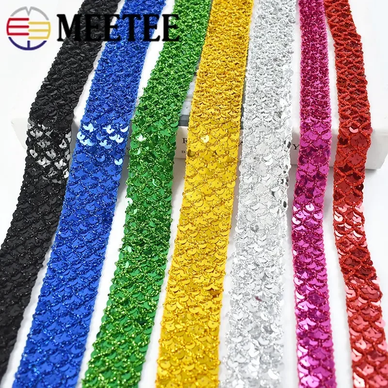 10Meters 20/35mm Sequined Lace Trims Gold Silver Laces Ribbons DIY Wedding Garments Dress Decoration Tapes Sewing Accessories