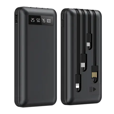 20000mAh Power Bank Charger Portable Large Capacity Built-in Cables Phone Stand Multi-Device For iPhone Android Phones Tablets