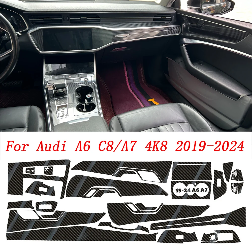 For Audi A6 A7 4KB 2019-2024 Interior Central Control Panel Door Handle  Stickers Decals Car Styling Accessorie