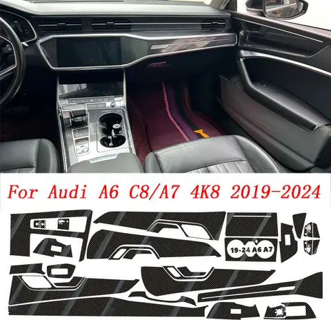 For Audi A6 A7 4KB 2019-2024 Interior Central Control Panel Door Handle  Stickers Decals Car Styling Accessorie
