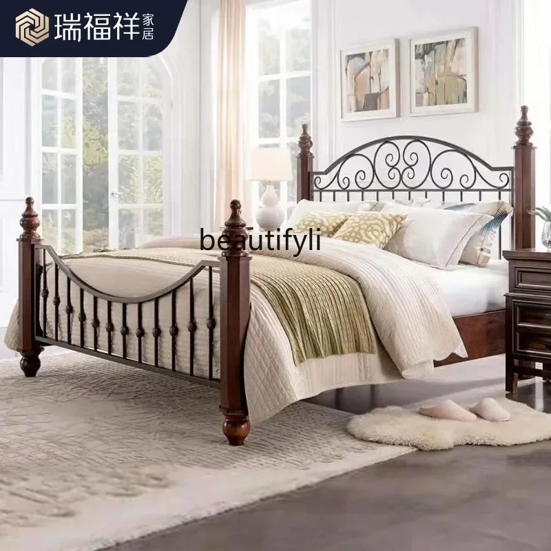 C89 Wrought iron double bed American country princess bed 1.5/1 pastoral retro bed