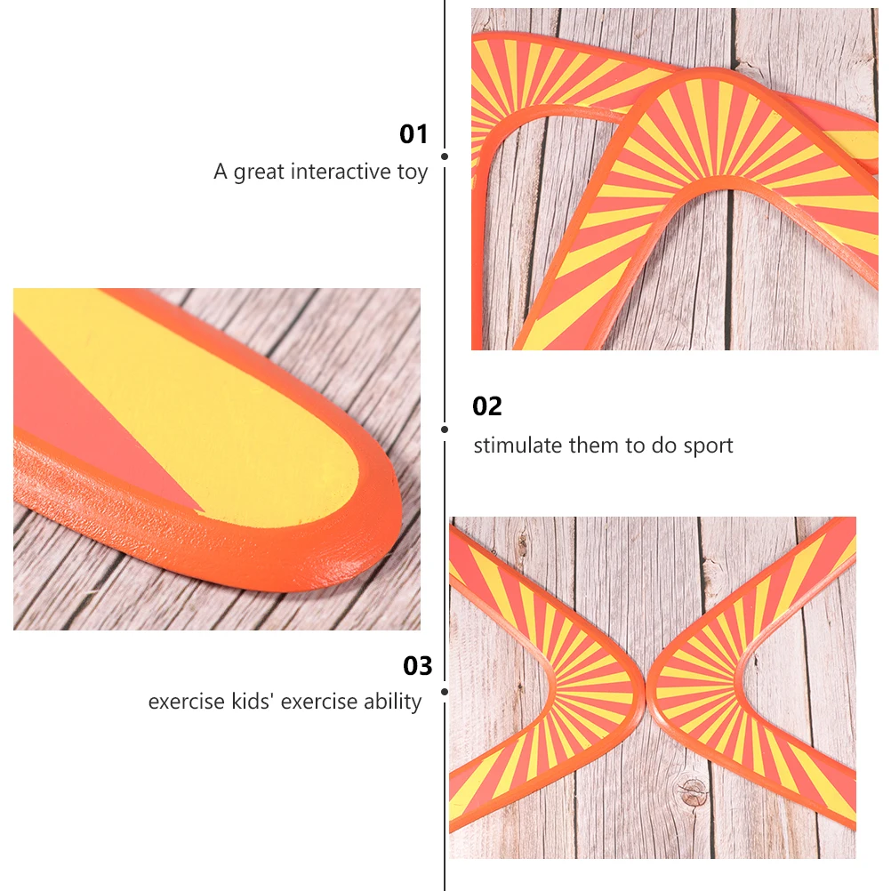 3 Pcs Boomerang Entertaining Outdoor Toy Kids Sports Durable Wooden for Children Playful
