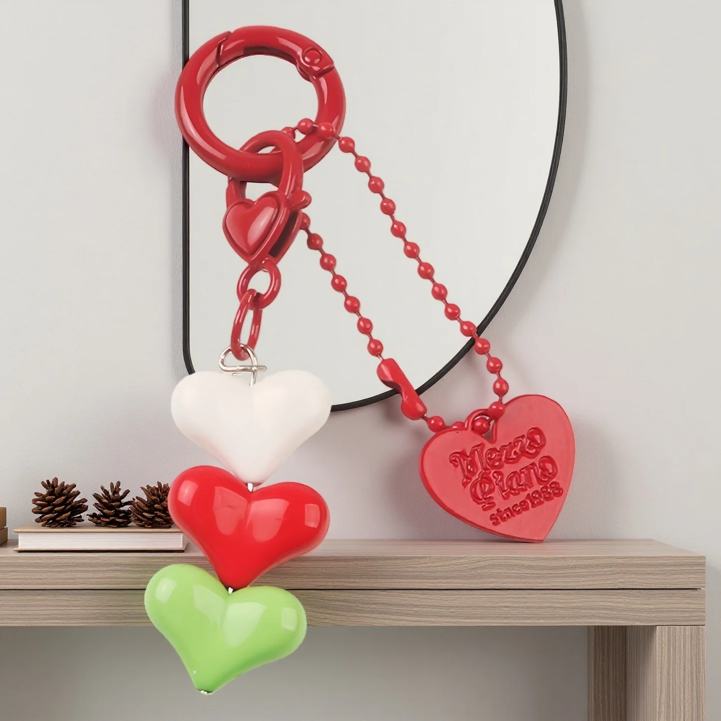 Annlyy Fashion Alloy Key Chain Stuffed Key Ring Acrylic Resin Key Holder Mobile Chain Bag Pendant