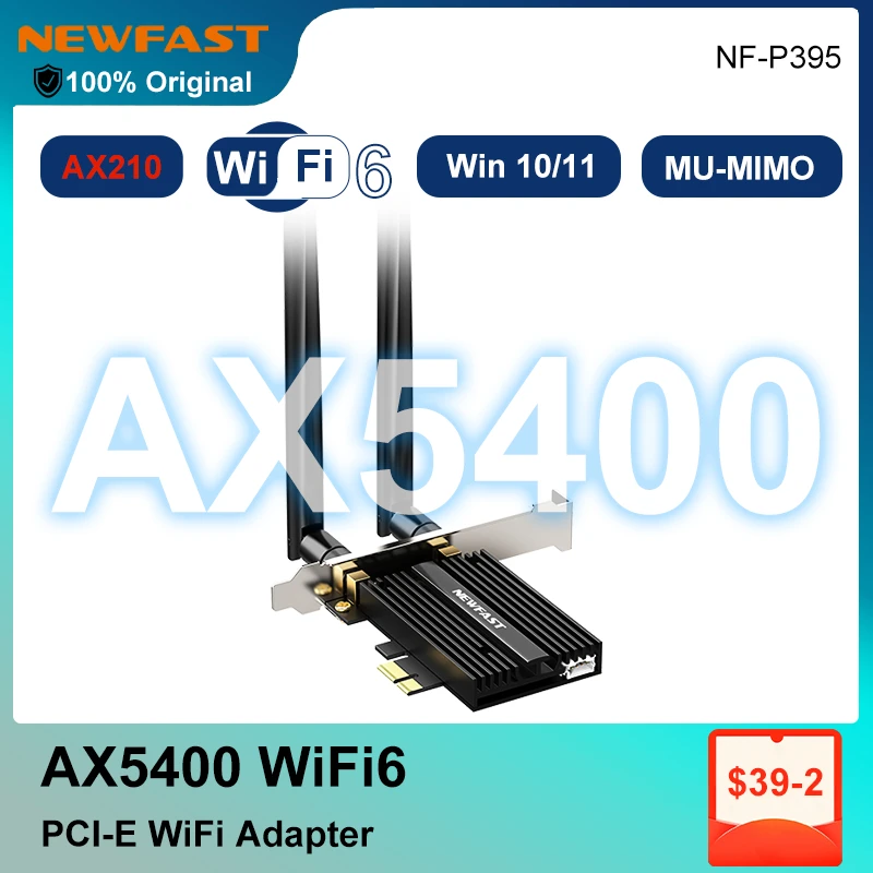 

AX5400 WiFi 6E Network Card 2.4G/5G/6GHz Wireless PCI-e Adapter For Intel AX210 NGW 802.11ax BT5.2 PCI Express card for Desktop