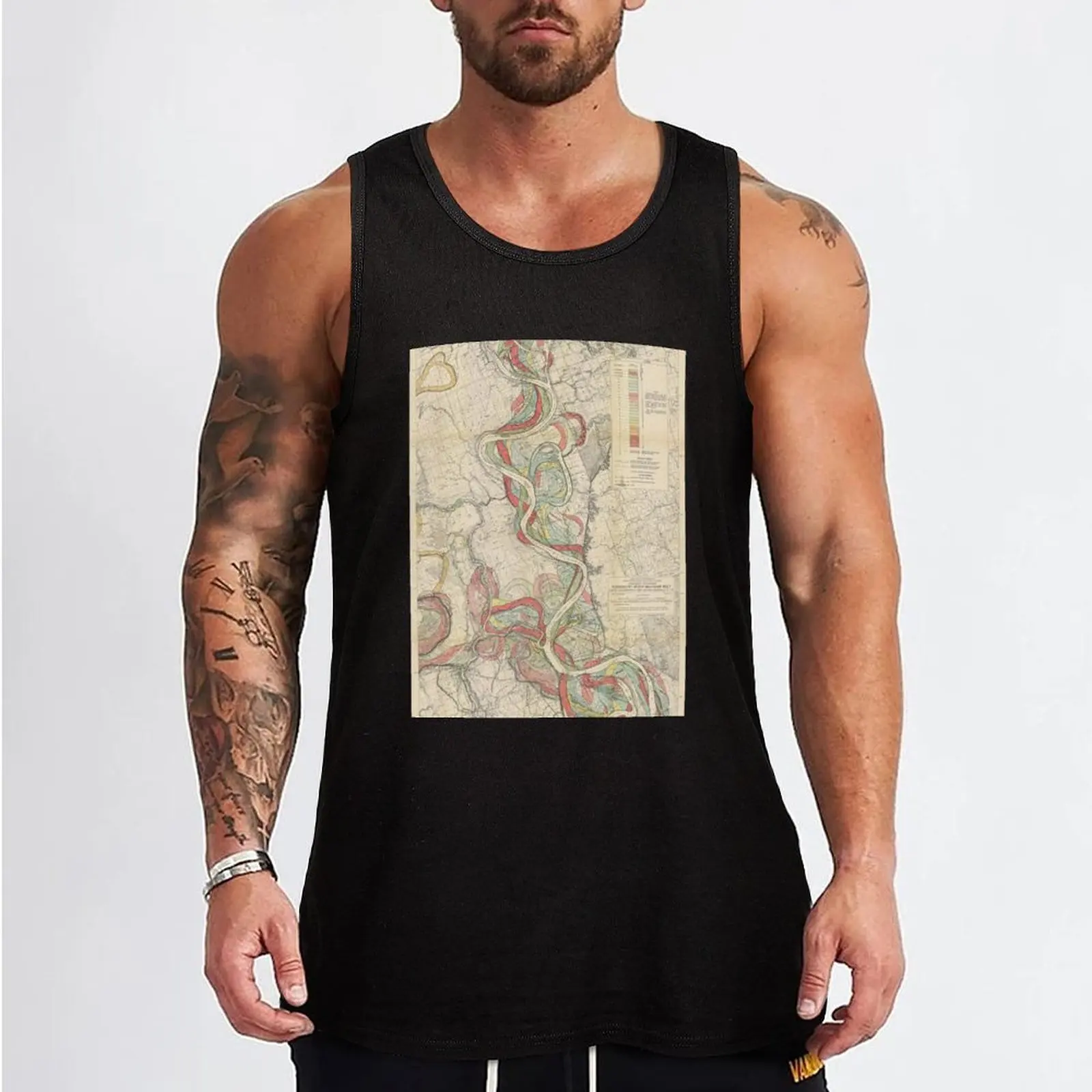 Harold Fisk, 1944 - Ancient Courses: Mississippi River Meander Belt, Plate 22 Sheet 13 Tank Top Men's tops t shirts