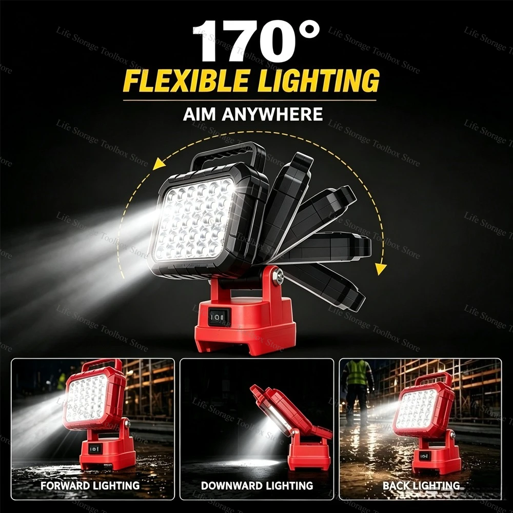 LED-Lampe Kompatibel mit Milwaukee Akku M18 Tragbarer Scheinwerfer Kabellose Taschenlampe für Outdoor-Arbeit Angeln Handgehaltenes Notfall-Werkzeuglicht – Detail 5