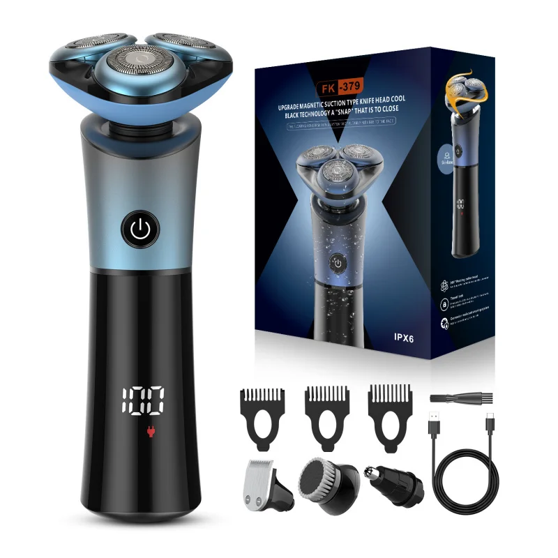 3in1Magnetic Floating Three-Blade Electric Shaver for Men, Washable, Fast-Charging, Multifunctional Shaving Set