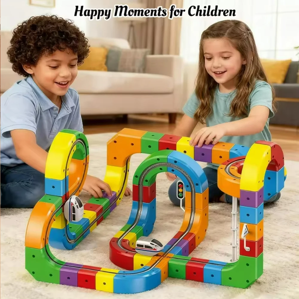 

new Magic Track Cube Children Educational High-Speed Rail Train Toy Boys And Girl Intellectual Diy Building Blocks Birthday Gift